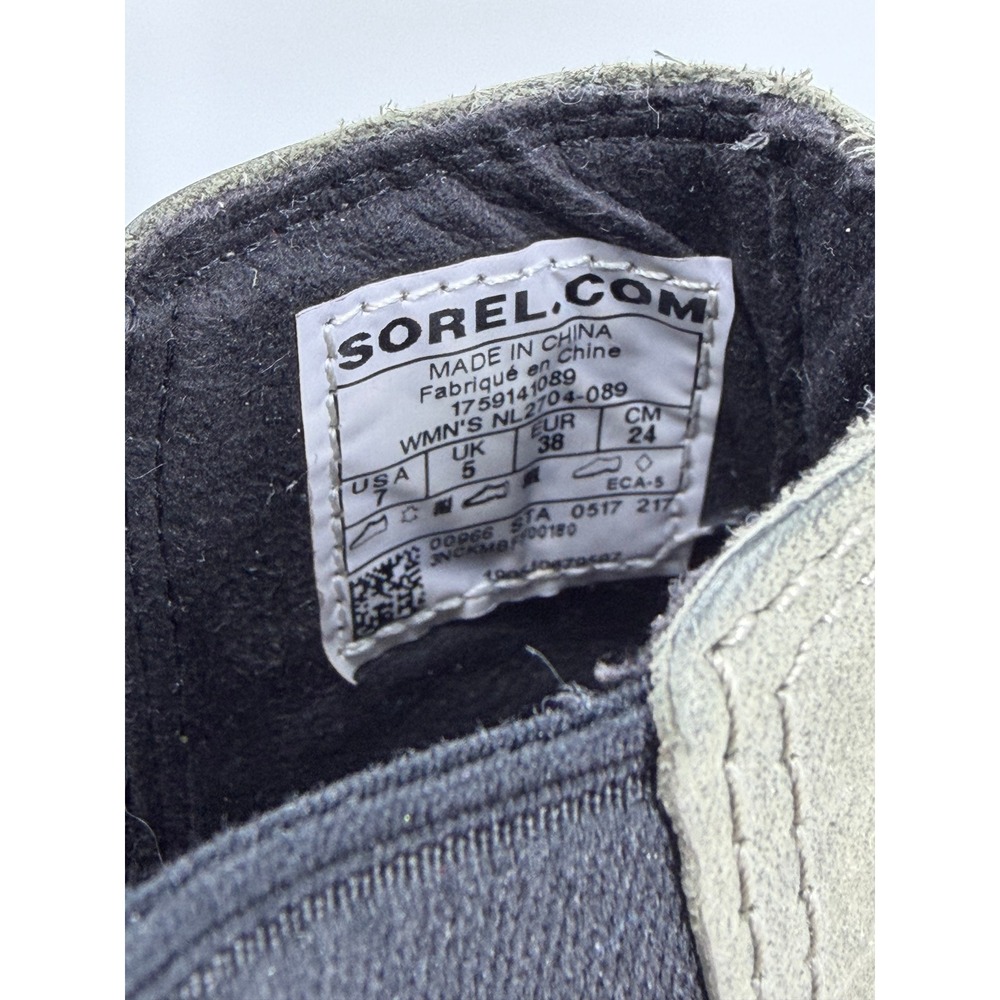 Sorel Lea Wedge Quarry Grey Leather Chelsea Ankle Boots NL2704-089 Womens 7 - Picture 3 of 6